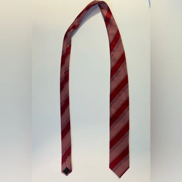 Canali, Red, Striped, 100% Silk, Made in Italy,‎ Men's Tie